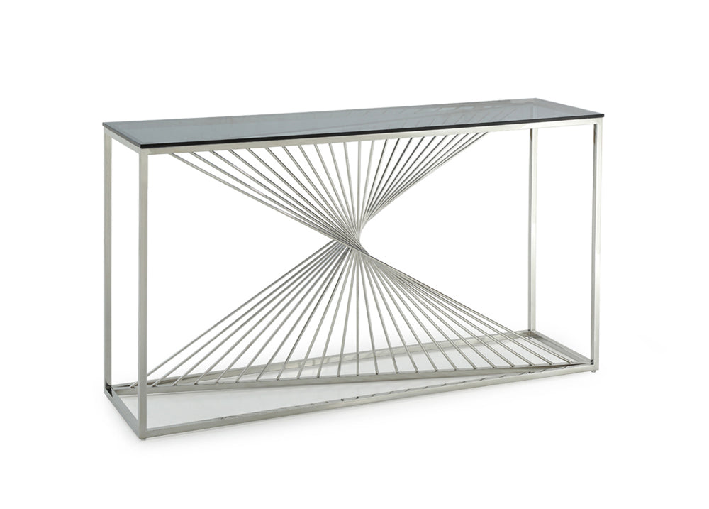 VIG Furniture Modrest Trinity Modern Glass & Stainless Steel Console Table VGVCK8618