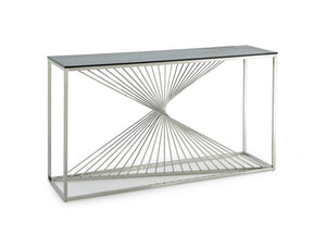 VIG Furniture Modrest Trinity Modern Glass & Stainless Steel Console Table VGVCK8618