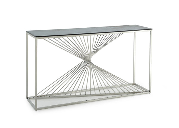 VIG Furniture Modrest Trinity Modern Glass & Stainless Steel Console Table VGVCK8618