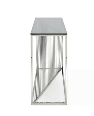 VIG Furniture Modrest Trinity Modern Glass & Stainless Steel Console Table VGVCK8618