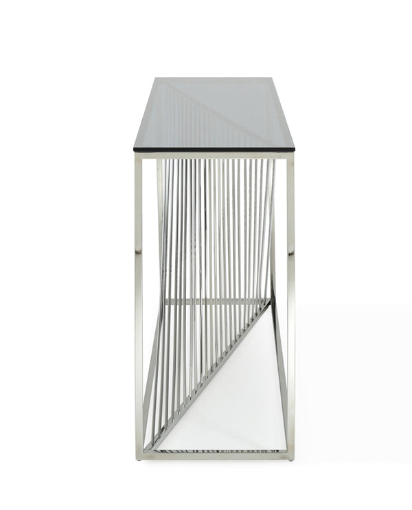 VIG Furniture Modrest Trinity Modern Glass & Stainless Steel Console Table VGVCK8618