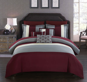 Ayelet Burgundy King 10pc Comforter Set