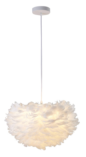 Bethel White Chandelier in Iron & Feather