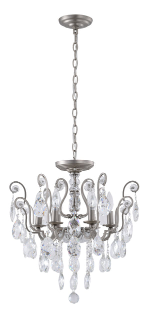 Bethel Pewter Chandelier in Iron & Crystal