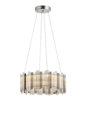 Bethel Chrome LED Chandelier in Metal & Glass