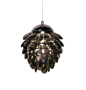 Bethel Chrome Single Pendant Lighting in Iron & Crystal