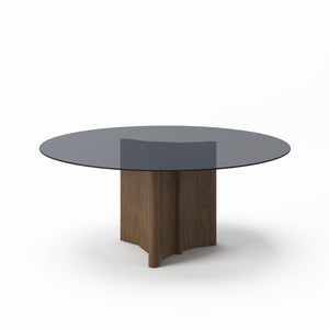 VIG Furniture Modrest Kaye - Modern Walnut + Glass 71" Round Dining Table VGBBMI2102A-BRN-DT