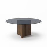 VIG Furniture Modrest Kaye - Modern Walnut + Glass 71" Round Dining Table VGBBMI2102A-BRN-DT