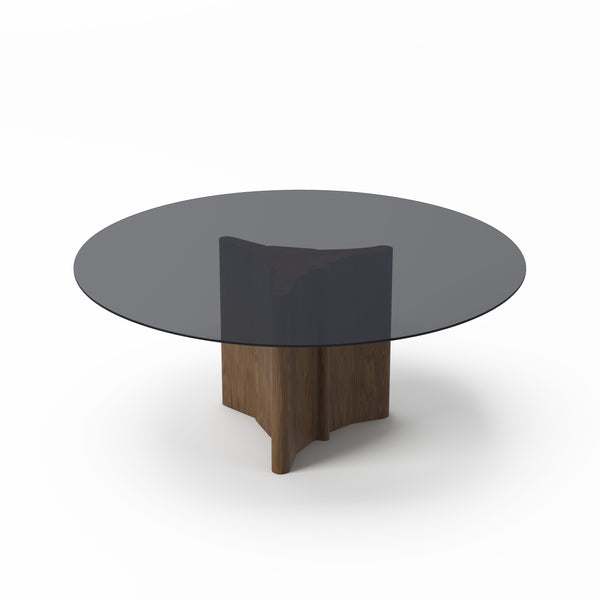VIG Furniture Modrest Kaye - Modern Walnut + Glass 71" Round Dining Table VGBBMI2102A-BRN-DT