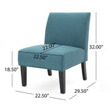 Kassi Contemporary Fabric Slipper Accent Chair, Dark Teal and Matte Black Noble House