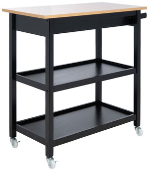 Cohyn 2 Drawer 2 Shelf Kitchen Cart Natural / Matte Black Wood KCH1401A