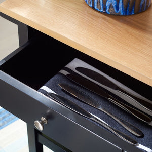 Cohyn 2 Drawer 2 Shelf Kitchen Cart Natural / Matte Black Wood KCH1401A