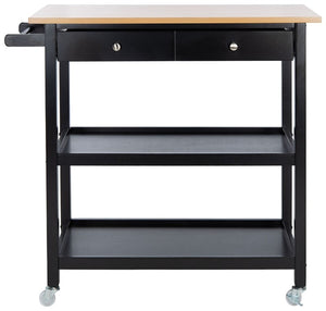 Cohyn 2 Drawer 2 Shelf Kitchen Cart Natural / Matte Black Wood KCH1401A