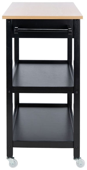 Cohyn 2 Drawer 2 Shelf Kitchen Cart Natural / Matte Black Wood KCH1401A
