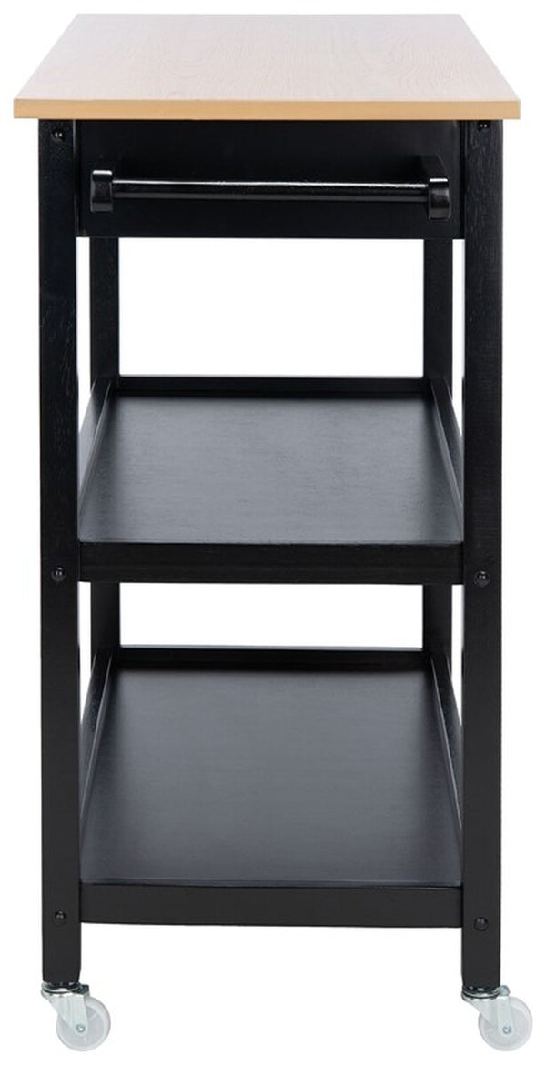 Cohyn 2 Drawer 2 Shelf Kitchen Cart Natural / Matte Black Wood KCH1401A