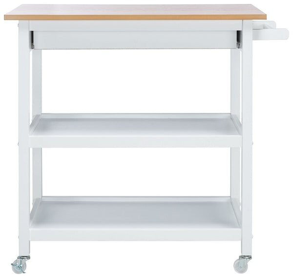 Cohyn 2 Drawer 2 Shelf Kitchen Cart Natural / White Wood KCH1401B