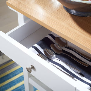 Cohyn 2 Drawer 2 Shelf Kitchen Cart Natural / White Wood KCH1401B