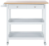 Cohyn 2 Drawer 2 Shelf Kitchen Cart Natural / White Wood KCH1401B