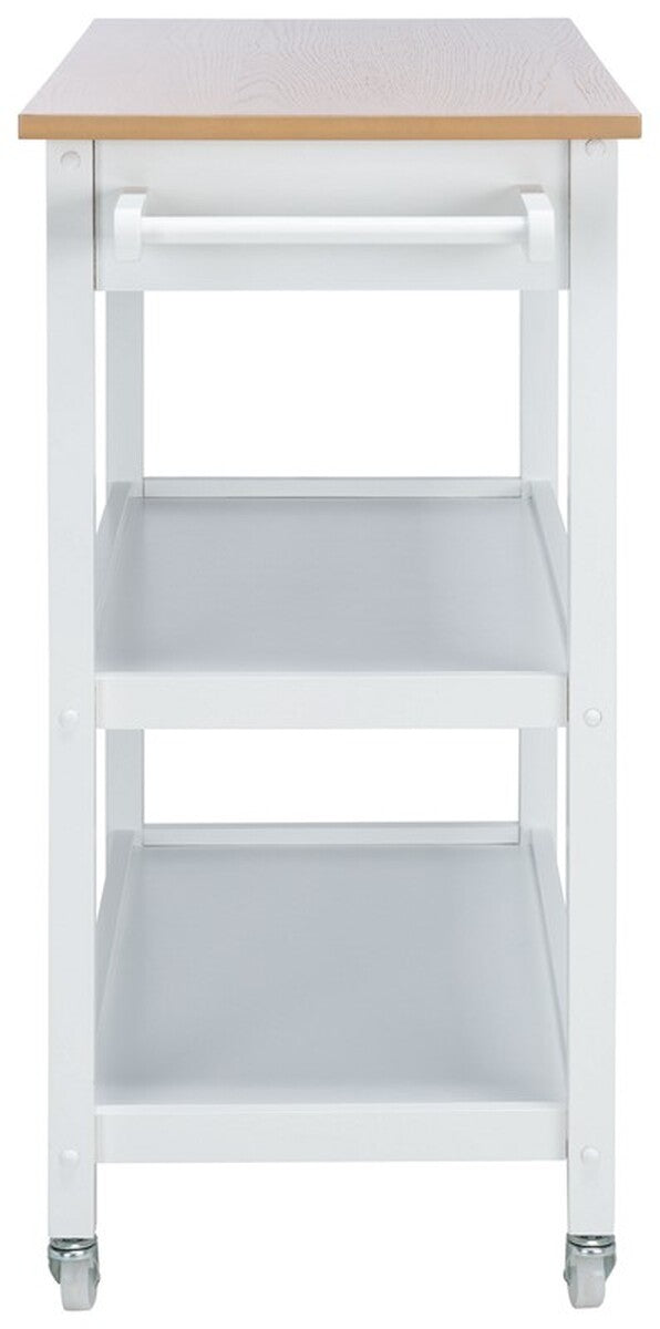 Cohyn 2 Drawer 2 Shelf Kitchen Cart Natural / White Wood KCH1401B