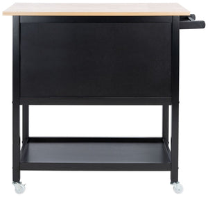 Daley 2 Drawer 2 Shelf Kitchen Cart Natural / Matte Black Wood KCH1402A