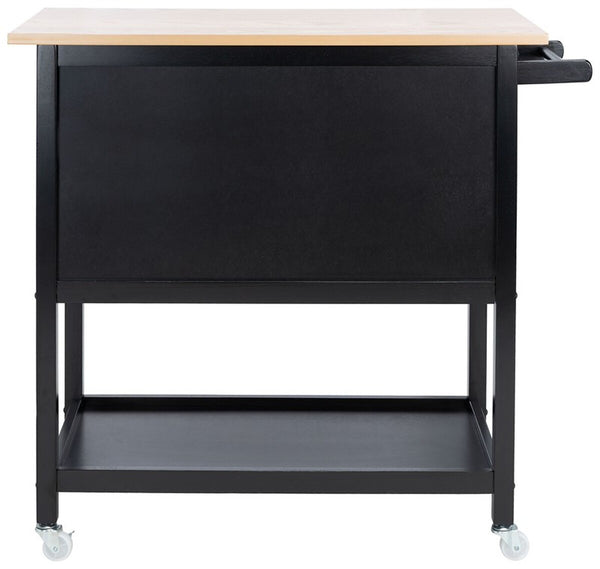 Daley 2 Drawer 2 Shelf Kitchen Cart Natural / Matte Black Wood KCH1402A