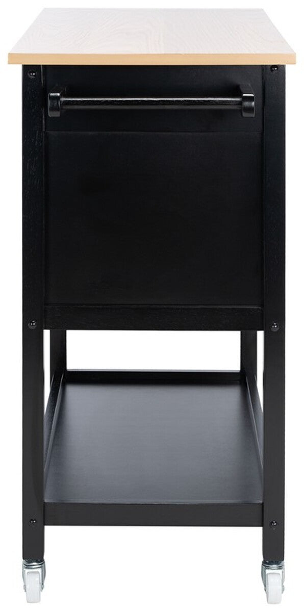 Daley 2 Drawer 2 Shelf Kitchen Cart Natural / Matte Black Wood KCH1402A