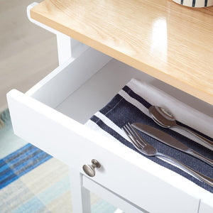 Daley 2 Drawer 2 Shelf Kitchen Cart Natural / White Wood KCH1402B