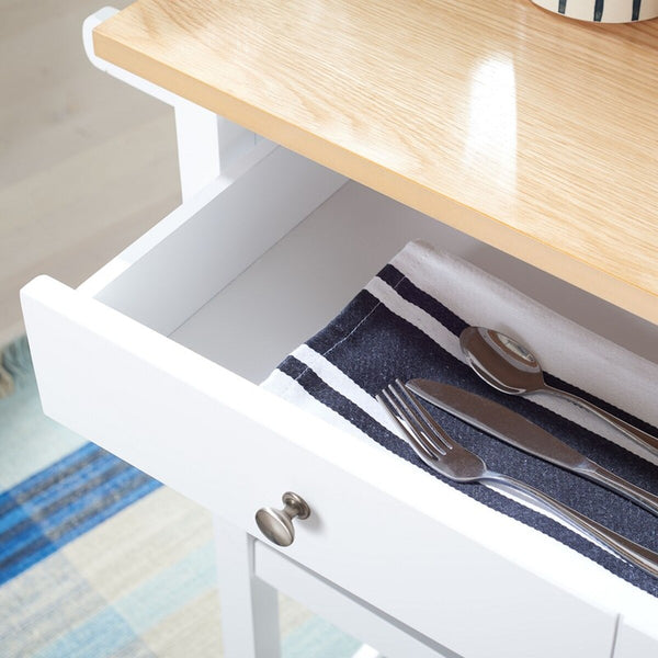 Daley 2 Drawer 2 Shelf Kitchen Cart Natural / White Wood KCH1402B