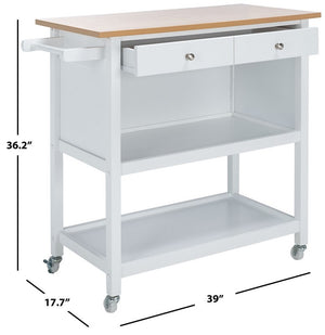 Daley 2 Drawer 2 Shelf Kitchen Cart Natural / White Wood KCH1402B
