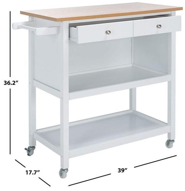 Daley 2 Drawer 2 Shelf Kitchen Cart Natural / White Wood KCH1402B