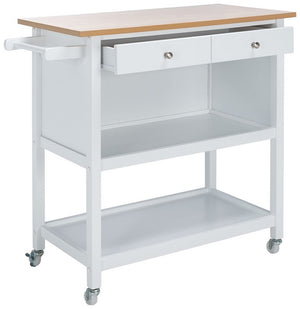 Daley 2 Drawer 2 Shelf Kitchen Cart Natural / White Wood KCH1402B