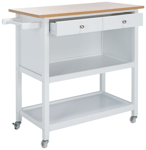 Daley 2 Drawer 2 Shelf Kitchen Cart Natural / White Wood KCH1402B