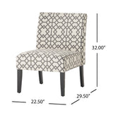 Kassi Contemporary Fabric Slipper Accent Chair, Gray Geometric Pattern and Matte Black Noble House
