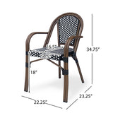 Brianna Outdoor French Bistro Chairs, Black, White, and Brown Wood Noble House