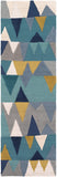 Kennedy KDY-3012 Modern Wool Rug KDY3012-268 Bright Blue, Aqua, Wheat, Navy, Medium Gray, Teal 100% Wool 2'6" x 8'