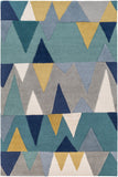 Kennedy KDY-3012 Modern Wool Rug KDY3012-913 Bright Blue, Aqua, Wheat, Navy, Medium Gray, Teal 100% Wool 9' x 13'