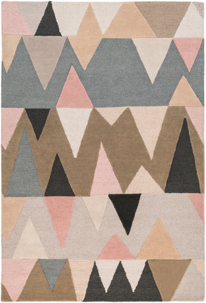 Kennedy KDY-3015 Modern Wool Rug KDY3015-913 Pale Pink, Beige, Tan, Medium Gray, Black 100% Wool 9' x 13'