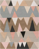 Kennedy KDY-3015 Modern Wool Rug KDY3015-810 Pale Pink, Beige, Tan, Medium Gray, Black 100% Wool 8' x 10'