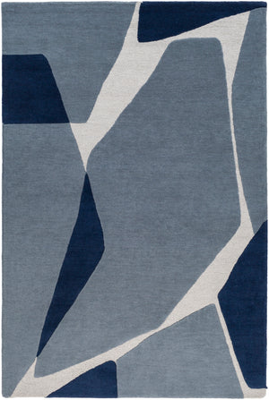 Kennedy KDY-3017 Modern Wool Rug KDY3017-913 Dark Blue, Navy, Light Gray 100% Wool 9' x 13'