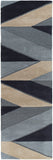 Kennedy KDY-3024 Modern Wool Rug KDY3024-268 Navy, Taupe, Khaki, Charcoal, Denim 100% Wool 2'6" x 8'