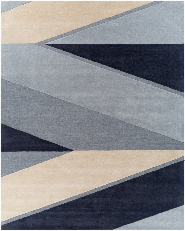 Kennedy KDY-3024 Modern Wool Rug KDY3024-810 Navy, Taupe, Khaki, Charcoal, Denim 100% Wool 8' x 10'