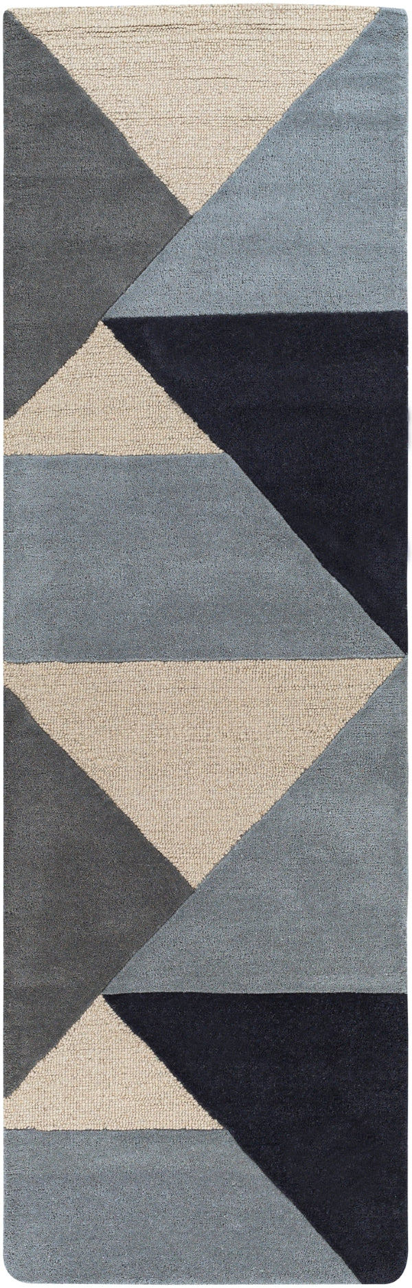 Kennedy KDY-3025 Modern Wool Rug KDY3025-268 Navy, Taupe, Khaki, Charcoal, Denim 100% Wool 2'6" x 8'
