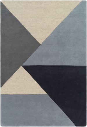 Kennedy KDY-3025 Modern Wool Rug KDY3025-913 Navy, Taupe, Khaki, Charcoal, Denim 100% Wool 9' x 13'