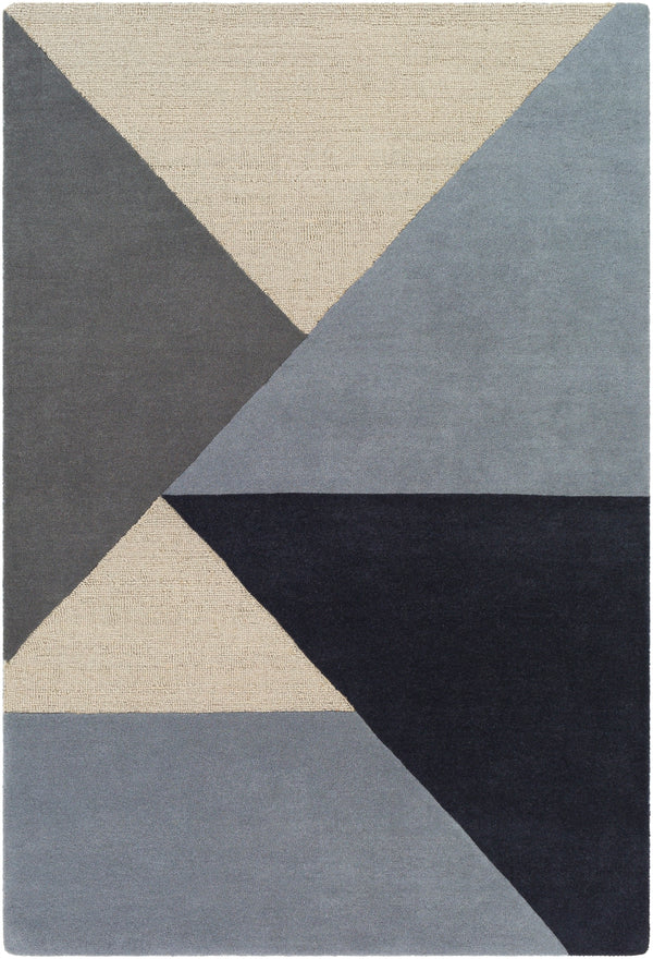 Kennedy KDY-3025 Modern Wool Rug KDY3025-913 Navy, Taupe, Khaki, Charcoal, Denim 100% Wool 9' x 13'