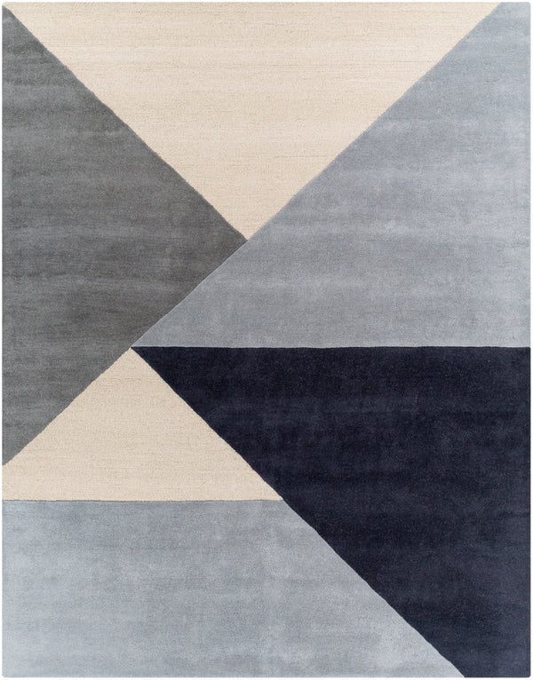 Kennedy KDY-3025 Modern Wool Rug KDY3025-810 Navy, Taupe, Khaki, Charcoal, Denim 100% Wool 8' x 10'