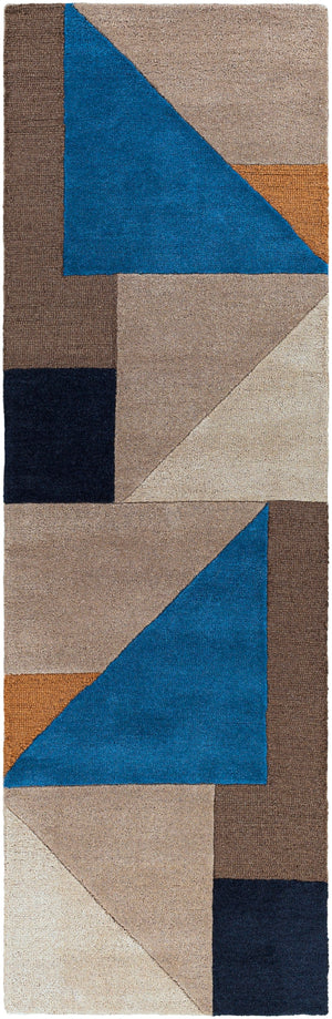 Kennedy KDY-3027 Modern Wool Rug KDY3027-268 Taupe, Camel, Denim, Navy, Khaki 100% Wool 2'6" x 8'