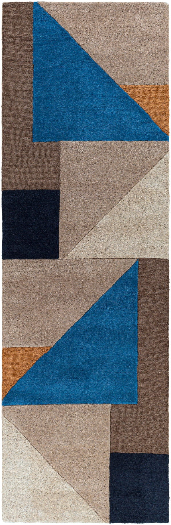 Kennedy KDY-3027 Modern Wool Rug KDY3027-268 Taupe, Camel, Denim, Navy, Khaki 100% Wool 2'6" x 8'
