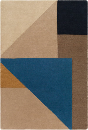 Kennedy KDY-3027 Modern Wool Rug KDY3027-913 Taupe, Camel, Denim, Navy, Khaki 100% Wool 9' x 13'