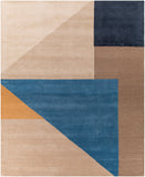 Kennedy KDY-3027 Modern Wool Rug KDY3027-810 Taupe, Camel, Denim, Navy, Khaki 100% Wool 8' x 10'