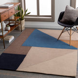 Kennedy KDY-3027 Modern Wool Rug KDY3027-913 Taupe, Camel, Denim, Navy, Khaki 100% Wool 9' x 13'